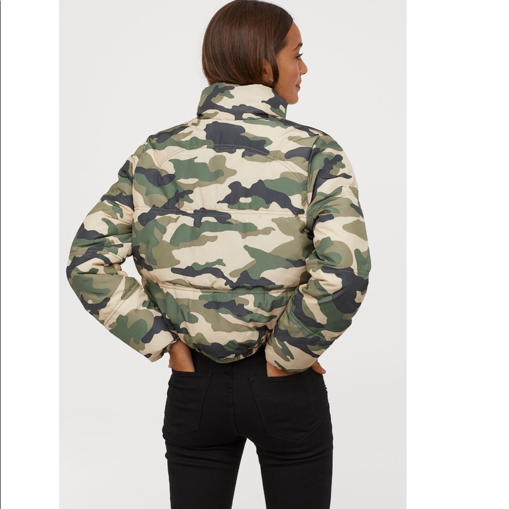 H&M Light Khaki Green Padded Jacket - Picture 6 of 8